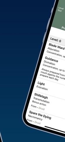 Spells List 5e 2024 iPhone screenshot