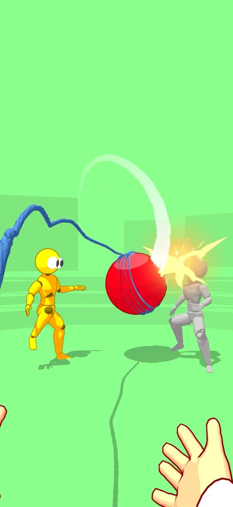 Ragdoll Capture - See the thrilling dynamic combat where users launch a powerful red ball with the blue thread to defeat enemy ragdolls with explosive impact.