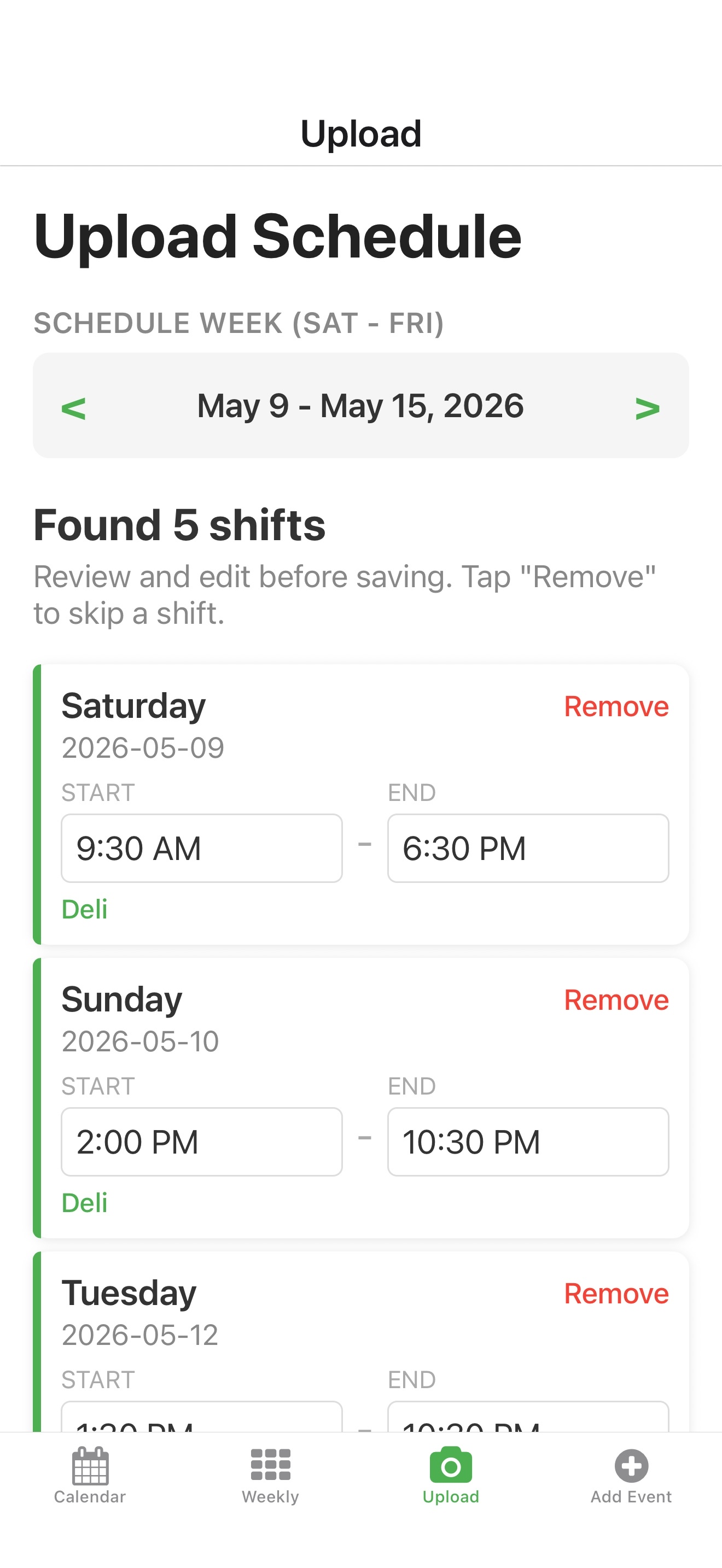 SnapShift: Schedule Scanner