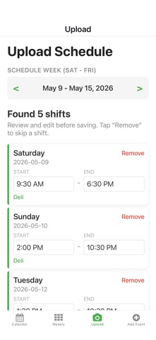 SnapShift: Schedule Scanner screenshot