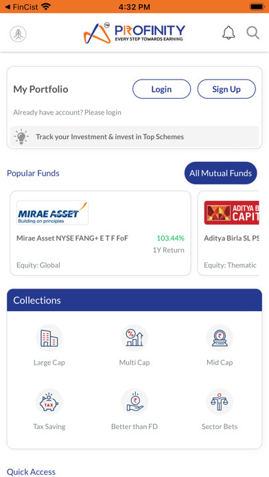 Profinity Mutual Funds Screenshot
