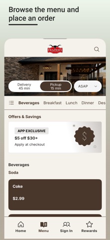 Fraziers Restaurant iPhone screenshot