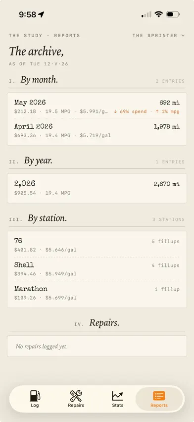 Philip: Fuel Log screenshot 2