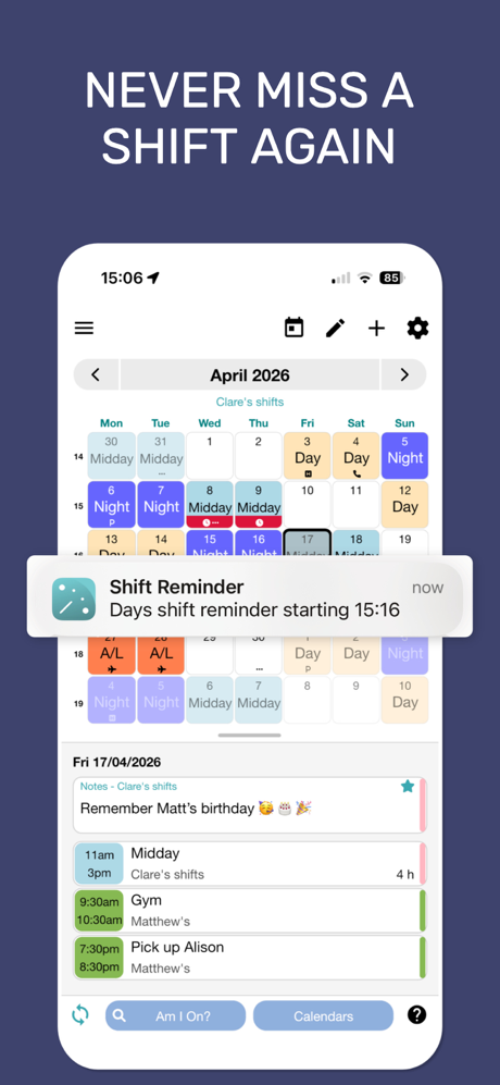My Shift Planner - Calendar screenshot 2