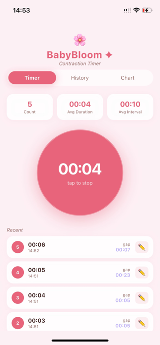 BabyBloom: Contraction Timer Screenshot 2 of 4