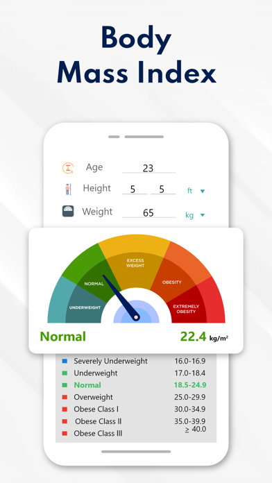 BMI, BMR & Body Fat Calculator screenshot