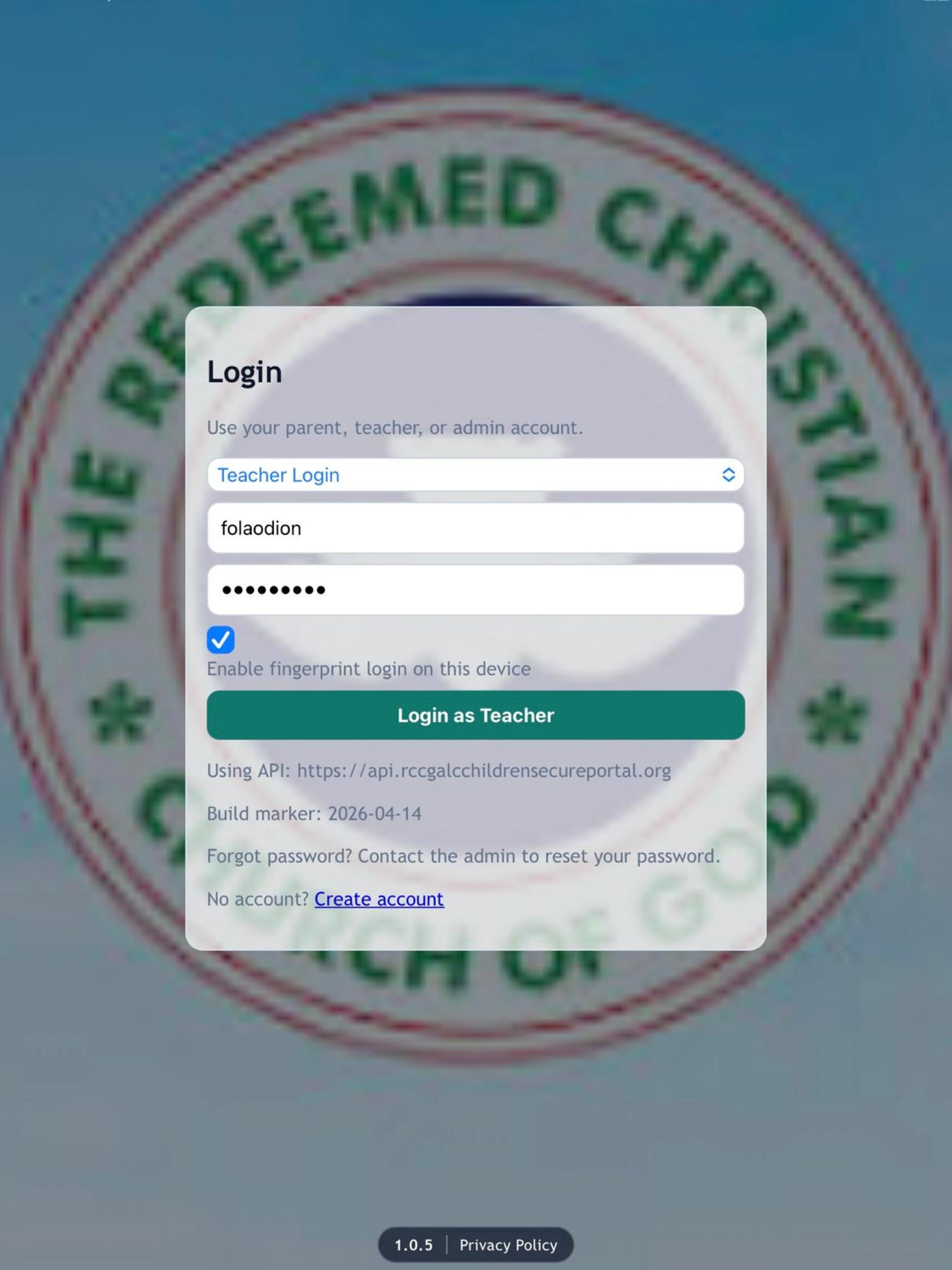 RCCGALCCHILDRENSECUREPORTAL screenshot 6