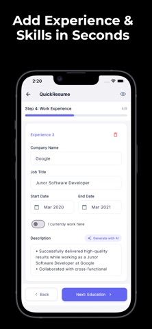 QuickResume: AI Resume Builder screenshot