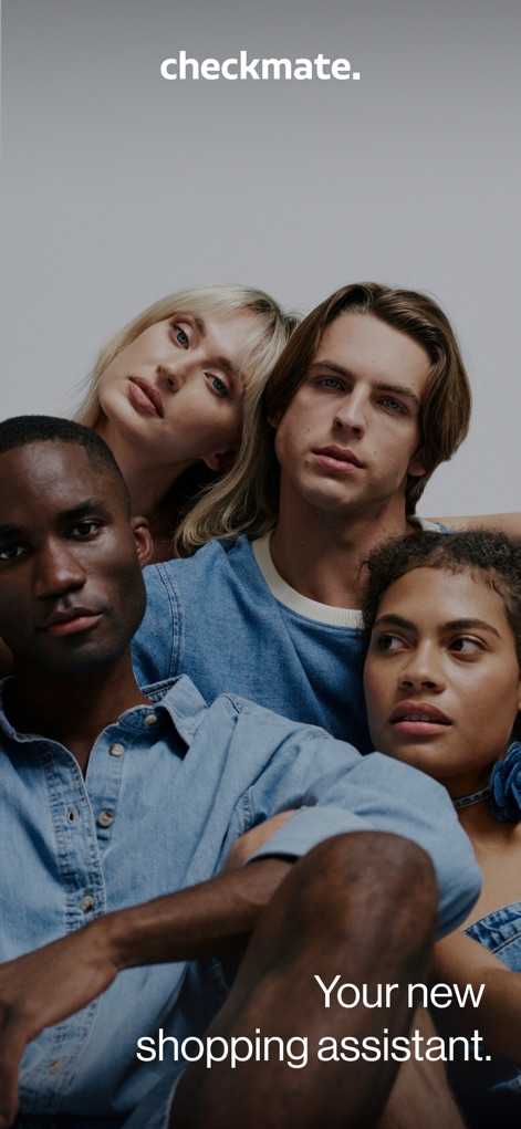 Checkmate: Save While You Shop - This closing visual reinforces the brand identity with the "checkmate." logo and positions the app as "Your new shopping assistant," emphasizing its helpful role in online purchasing.