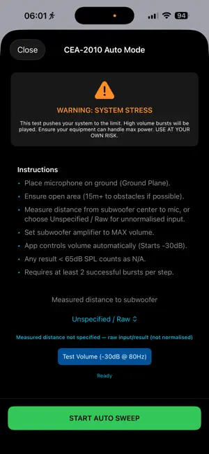 CEA2010a Subwoofer Test screenshot 4