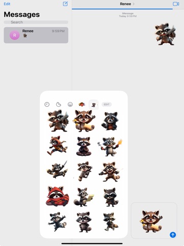 Ninja Raccoon Stickers iPad screenshot