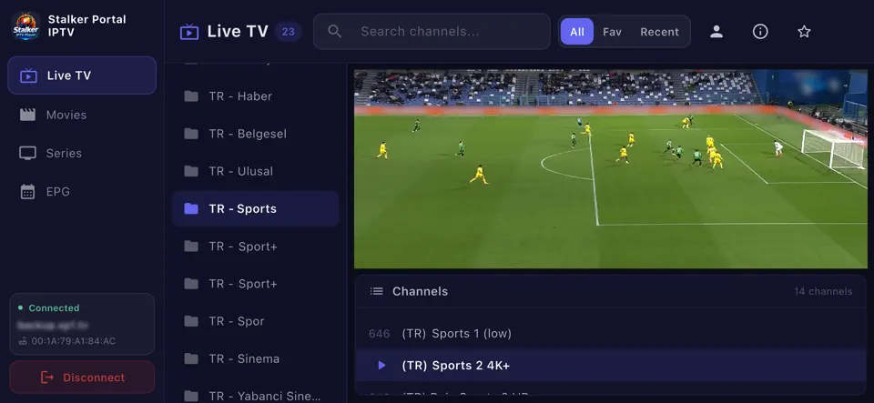 Capture d'écran de Stalker Portal IPTV sur iPhone 3