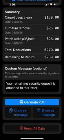 Deposit Letter PDF Generator screenshot