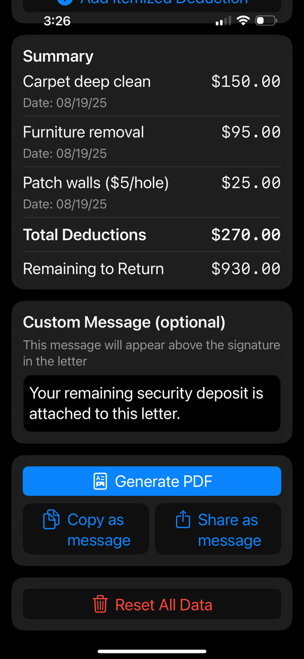 Deposit Letter PDF Generator screenshot 8