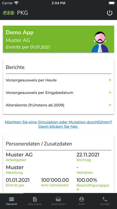 PKG Pension Fund Screenshot