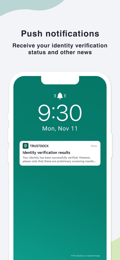 TRUSTDOCK - The app ensures users stay informed with "Push notifications" for "Identity verification results" delivered directly to their device.