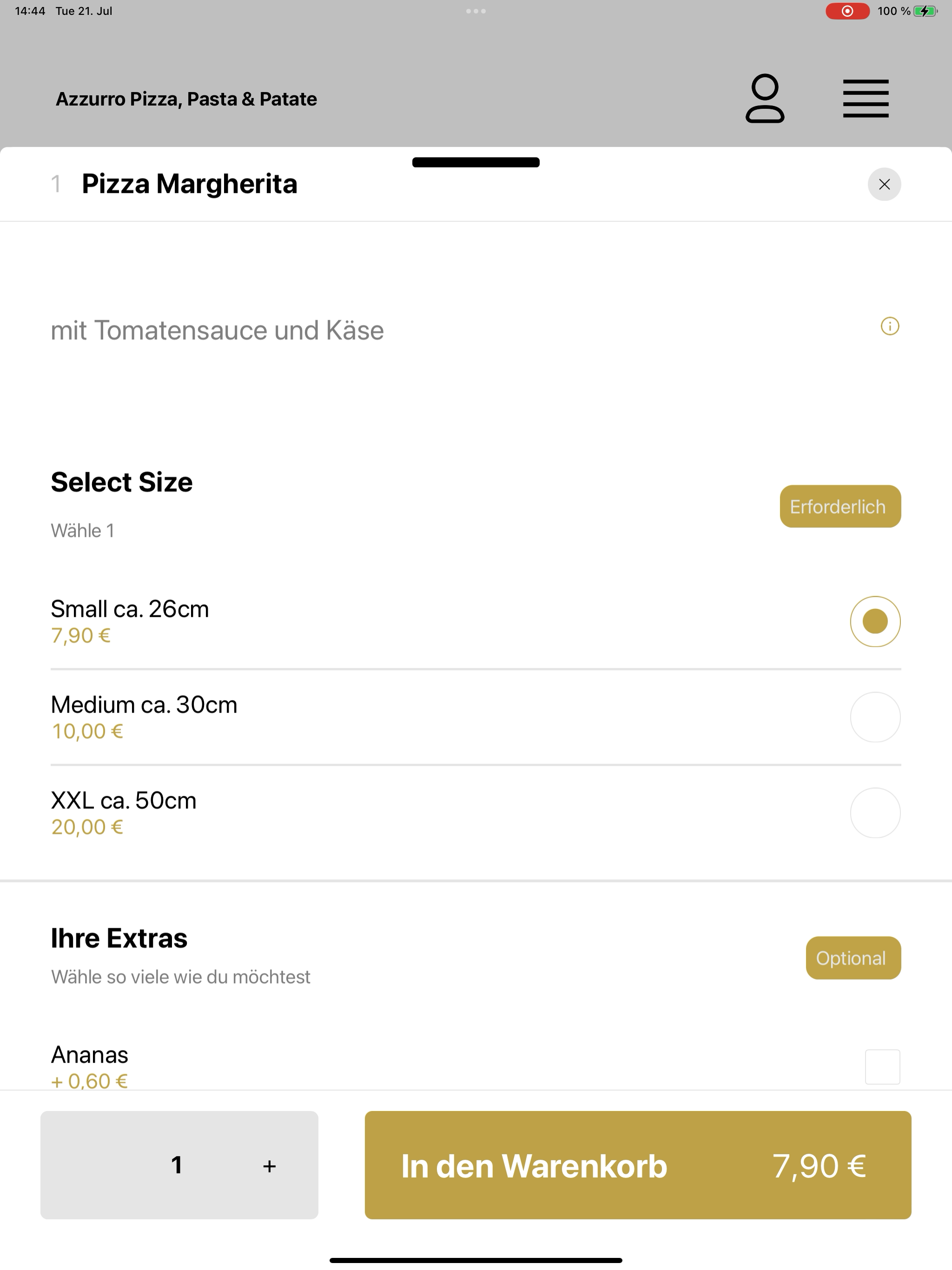 Azzurro Pizza, Pasta & Patate screenshot 16