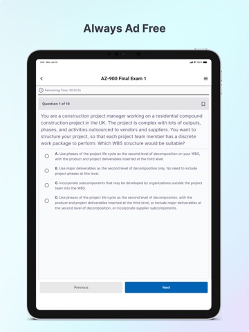 AZ-900 Exam Simulator iPad screenshot