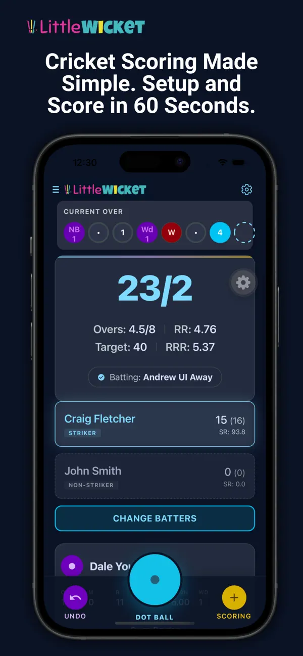 Screenshot #1 pour LittleWicket Cricket Scorebook
