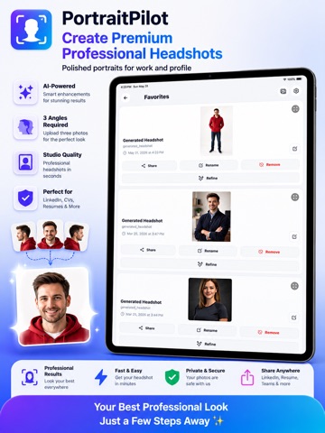 PortraitPilot: AI Headshots iPad screenshot