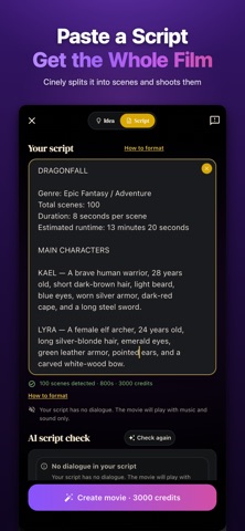 Cinely: AI Film & Movie Maker iPhone screenshot 4