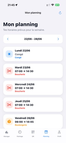 PointagesPro iPhone screenshot