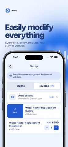 Devisly: Quotes & Invoices AI Screenshot 3 of 7