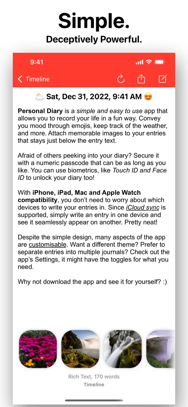 Screenshot #1 pour Personal Diary (Journal) App