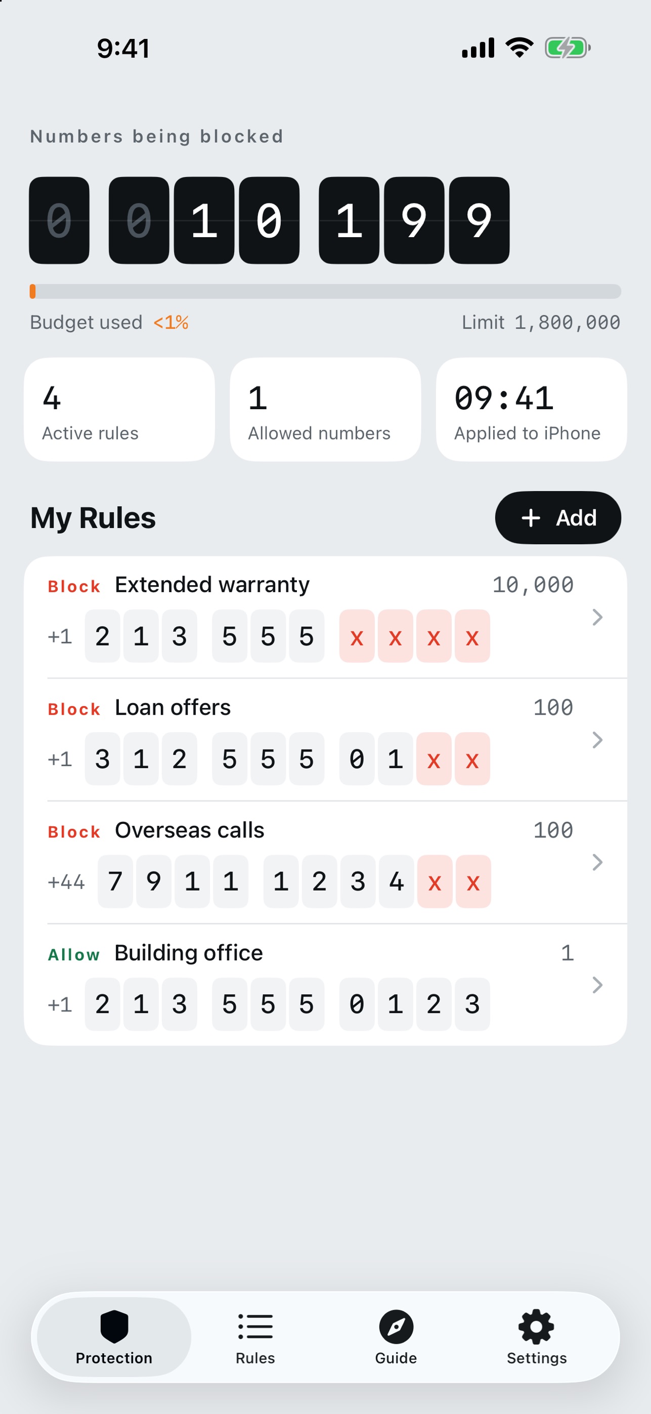 Screenshot 1 of CallSieve: Range Call Blocker