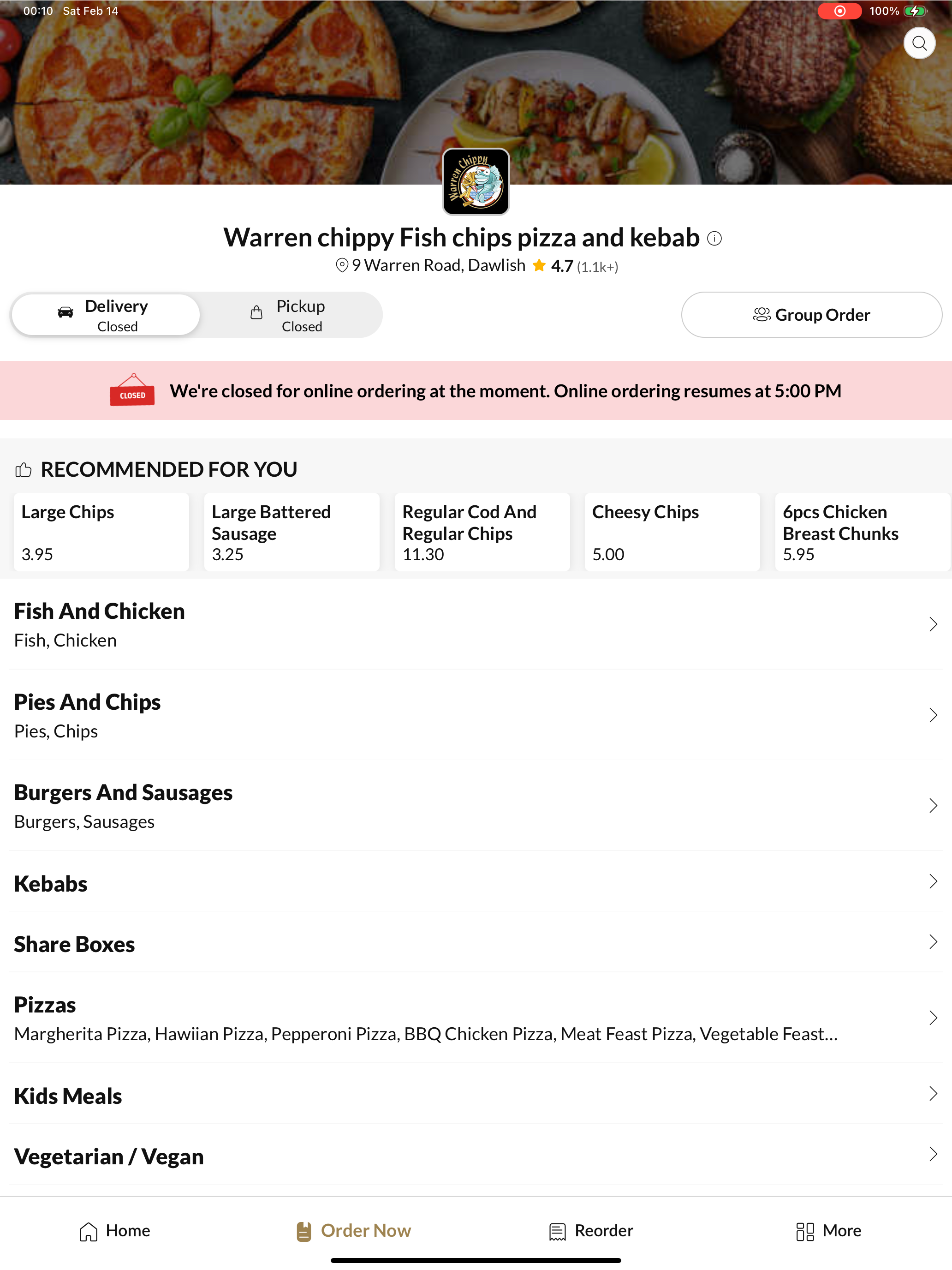 Warren chippy Fish chips pizza screenshot 7