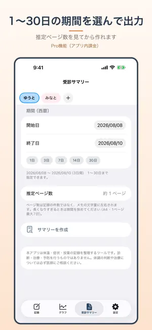 家族の発熱・体温記録 - 受診メモ Kanbyo screenshot 4