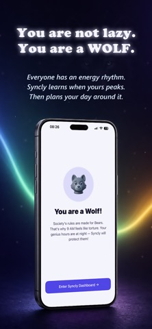 Syncly: Chronotype Energy Quiz iPhone screenshot