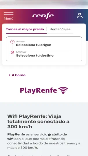 Captura de pantalla de PlayRenfe en iPhone 2