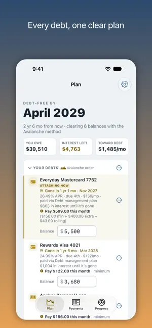 Debt Descent: Payoff Planner screenshot 1