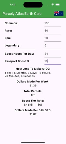 Parcely AE Calculator screenshot