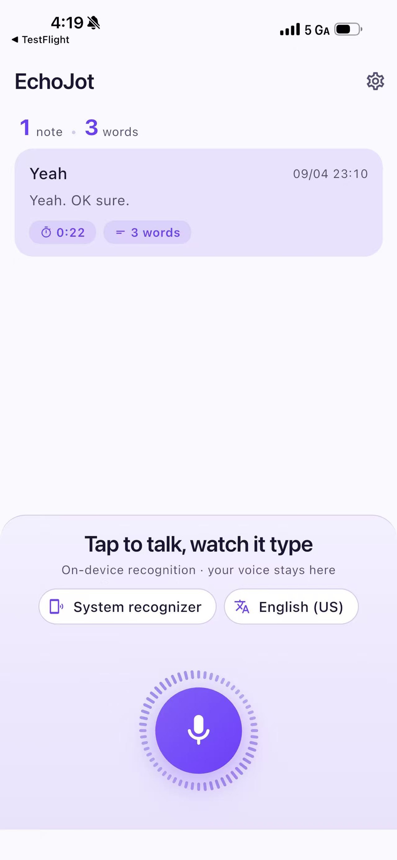 Screenshot 5 of EchoJot — Offline Voice Notes