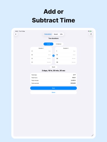 Time Calculator: Add, Subtract iPad screenshot