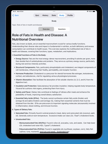 Nutrition Quiz+ iPad screenshot