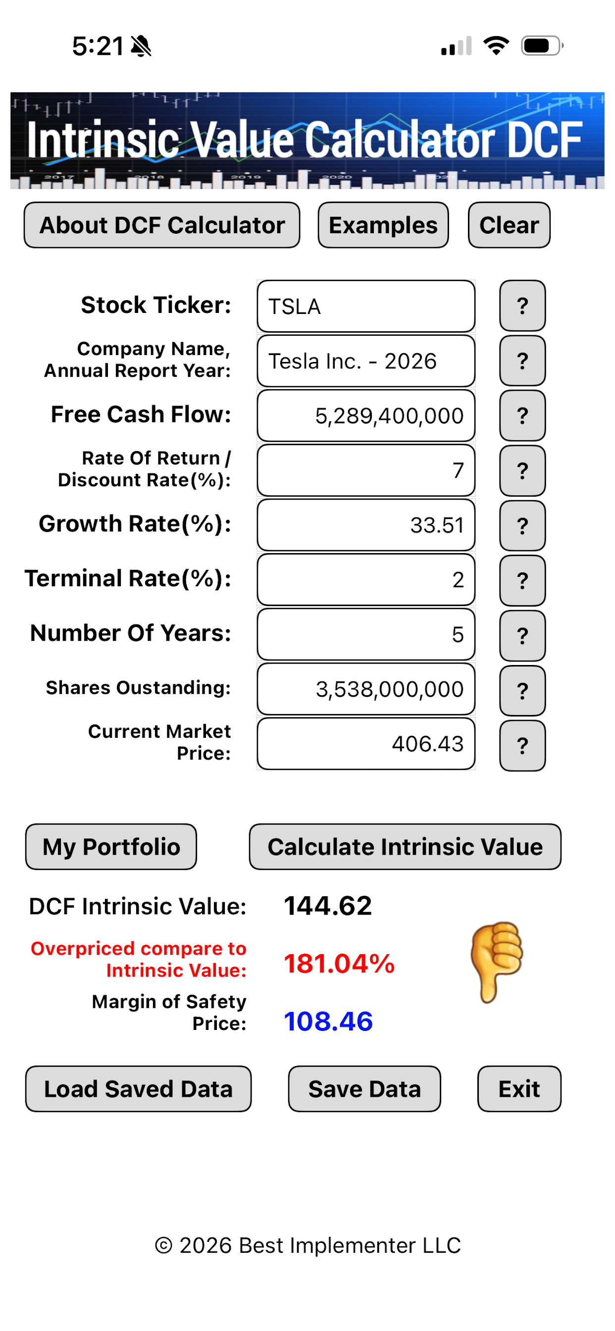 Intrinsic Value Calculator DCF