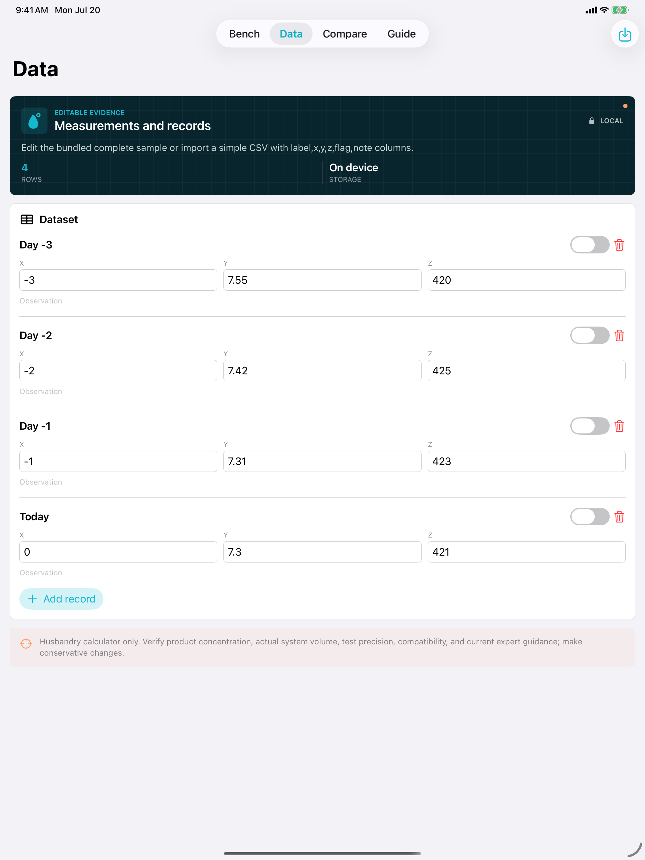 Reefstoich: Reef Chemistry iPad screenshot 3 of 4