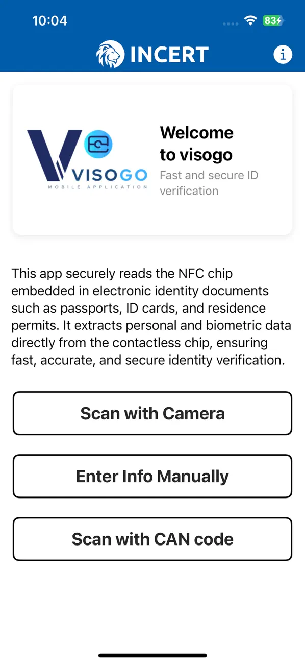 #1. VisoGo (eID document reader) (iOS) Podle: Incert