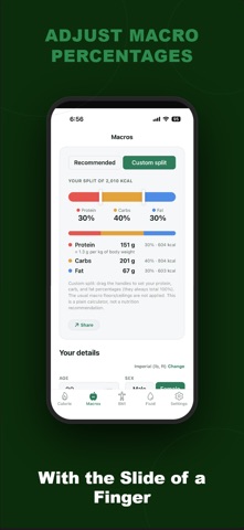 Macro & Calorie Calculator iPhone screenshot