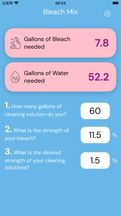 Screenshot 1 of Bleach Mix - Cleaning Calc App