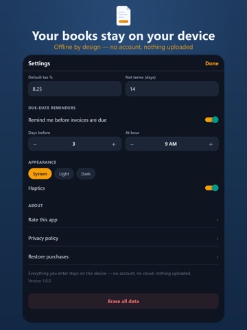 Contractor Invoice & Estimates iPad screenshot