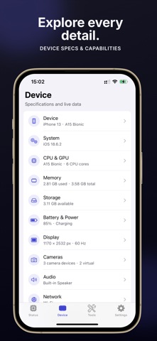 Device Info: System Monitor iPhone screenshot 2