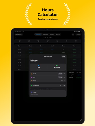 Time Calculator: Timesheets iPad screenshot