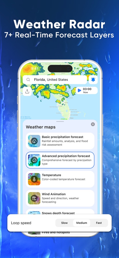 NOAA Weather Radar Live Map - This tool offers diverse weather map options, including detailed precipitation forecasts and dynamic wind animations, all with adjustable loop speeds for comprehensive analysis.