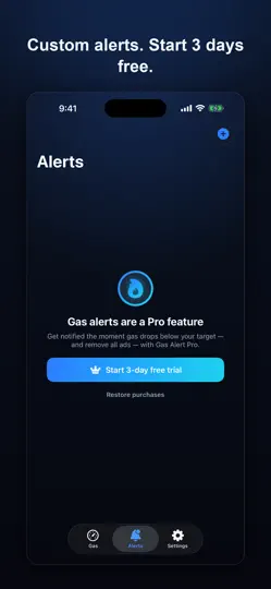 Screenshot von Gas Alert: BTC ETH Fee Tracker auf dem iPhone 3
