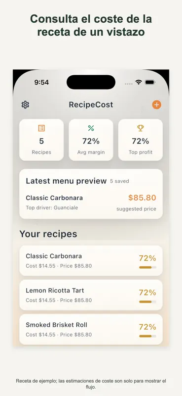 RecipeCost: Coste de recetas screenshot 1 of 5