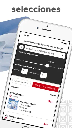 Captura de pantalla de Snow-Forecast.com en iPhone 6